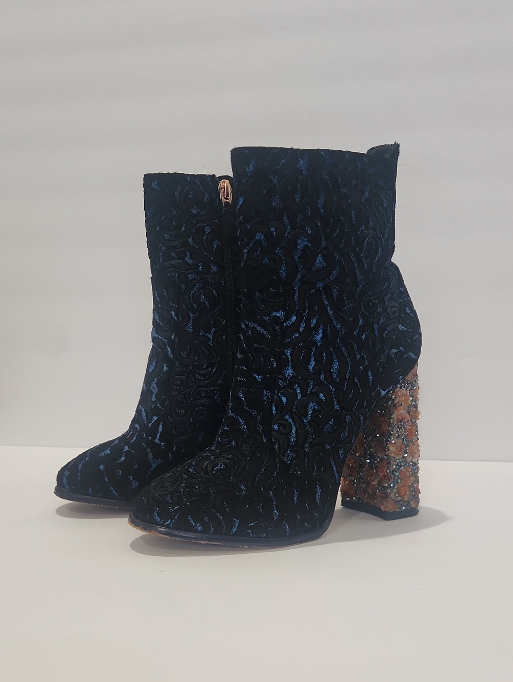 Sophia Webster Suede & Embellished Heeled Ankle Boots (SZ 37.5)
